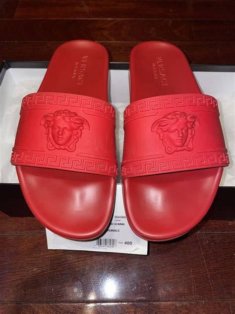 versace slides fake|versace la medusa leather slides.